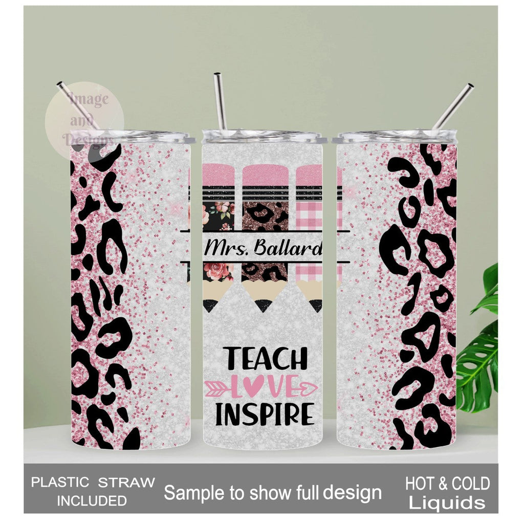 Personalized Teacher Tumbler 20oz With Reusable Straw