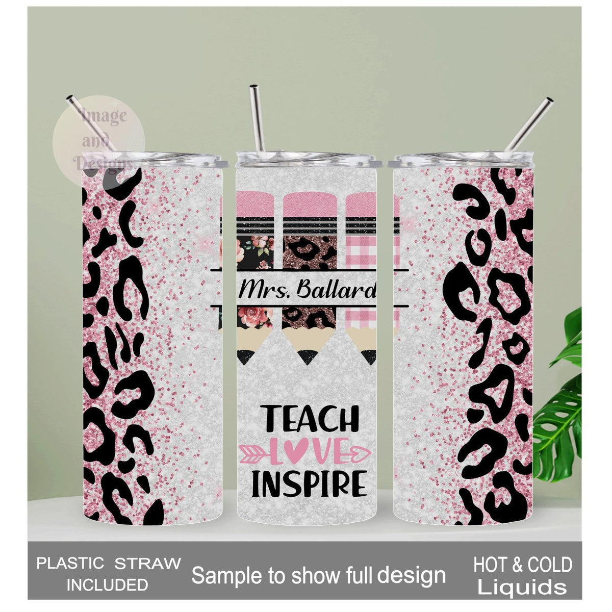 Personalized Teacher Tumbler 20oz With Reusable Straw