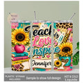 Personalized Teach Love Inspire Teacher Tumbler 20oz with Reusable Straw
