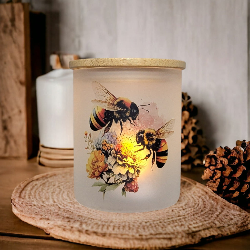 Bee Candle Holder With A Battery Operated Flickering Tea Light