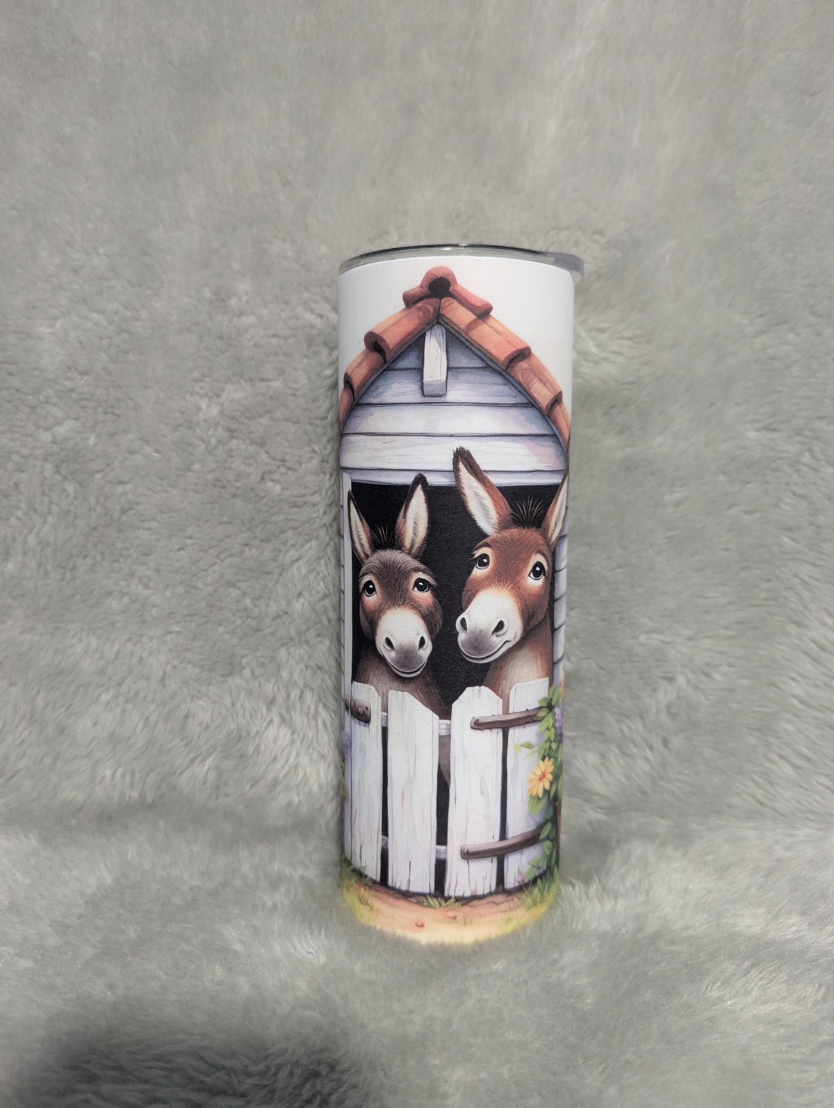 Donkey Tumbler With Cute Donkeys And Flowers, 20oz With Reusable Straw, Can Be Personalized