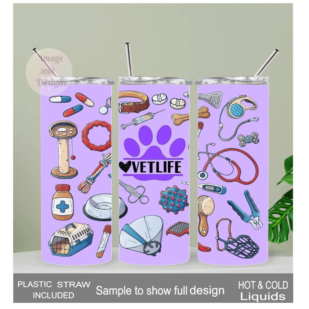 Veterinarian Tumbler 20oz With Reusable Straw, Can Be Personalized