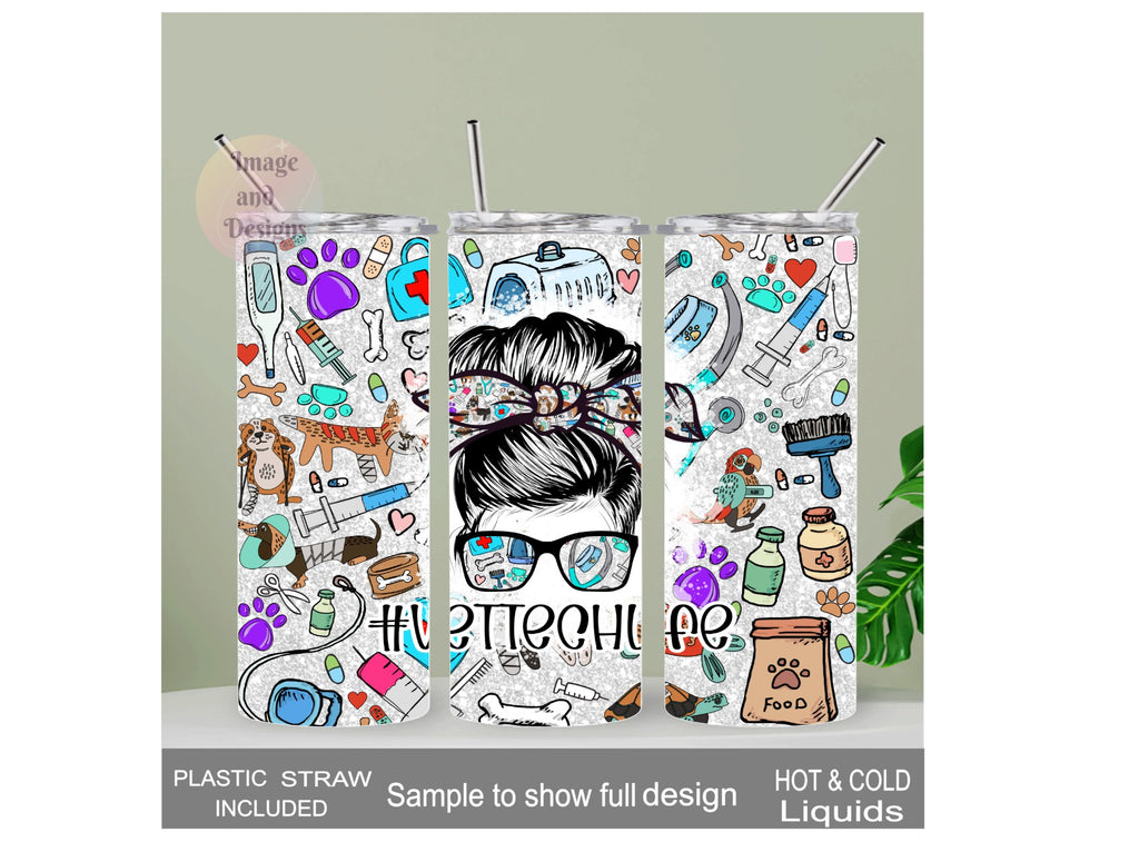Vet Tech Life Tumbler 20oz With Reusable Straw, Can Be Personalized