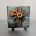 Slate Vintage Style Design Cross Picture With Display Legs