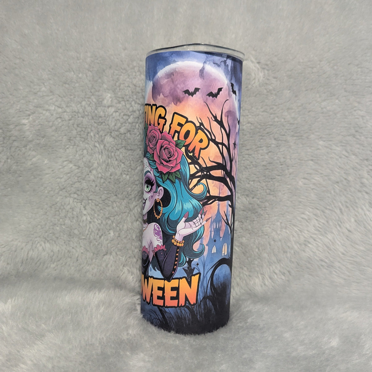 Waiting For Halloween Girl Tumbler 20oz With A Reusable Straw, Can Also Be Personalized