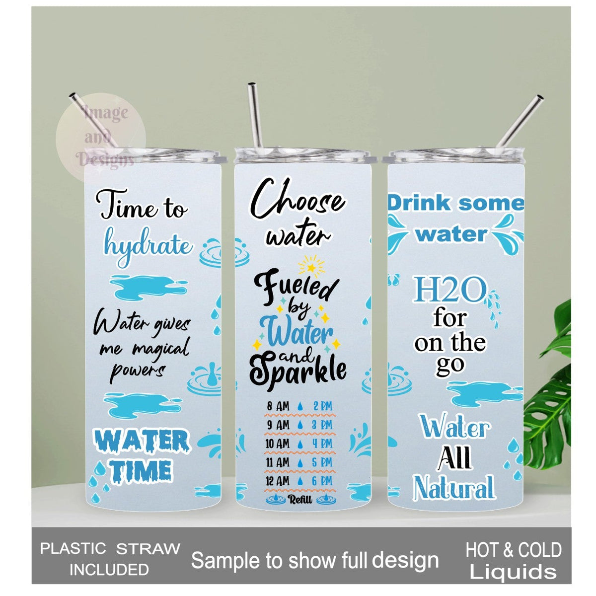 Water Affirmation Tumbler 20oz With Reusable Straw