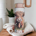 Floral Western Highland Cow Tumbler 20oz With Reusable Straw, Can Be Personalized