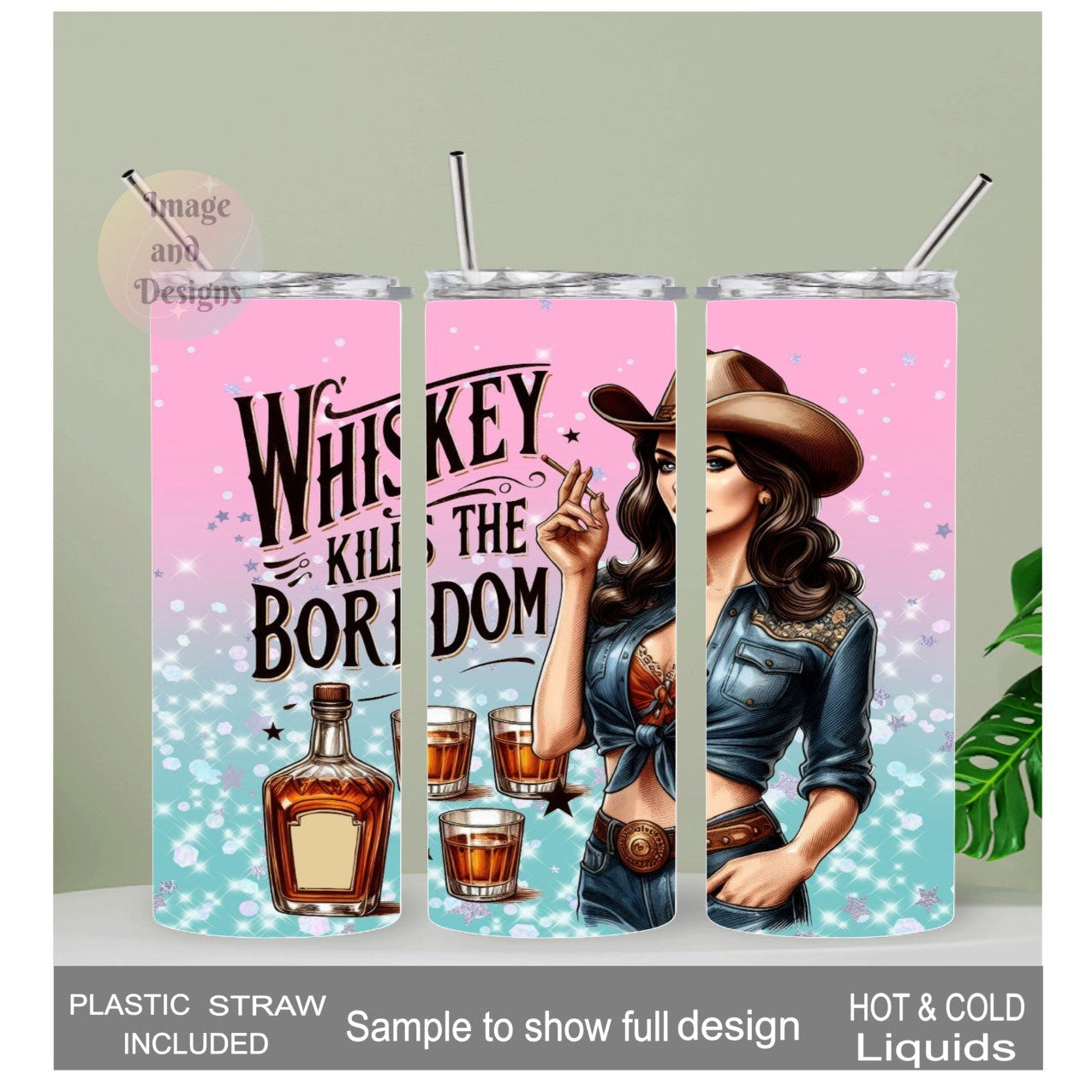 Whiskey Girl Tumbler 20oz With Reusable Straw, Can Be Personalized