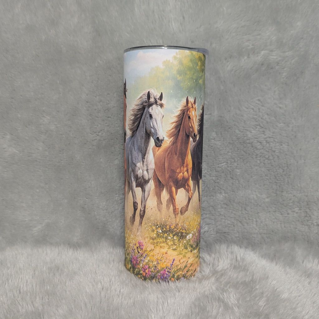 Wild Horses Tumbler 20oz With Reusable Straw, Can Be Personalized
