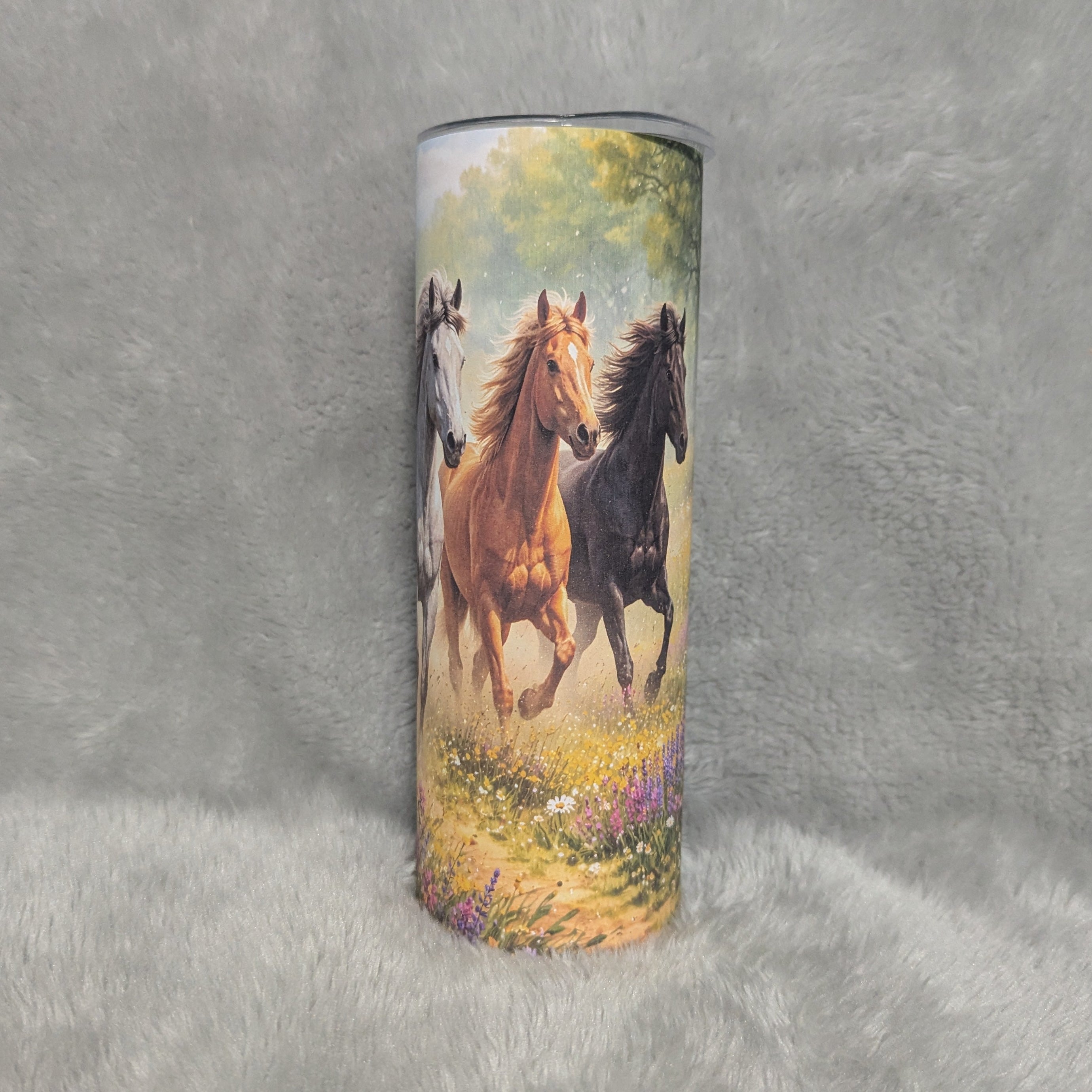 Wild Horses Tumbler 20oz With Reusable Straw, Can Be Personalized