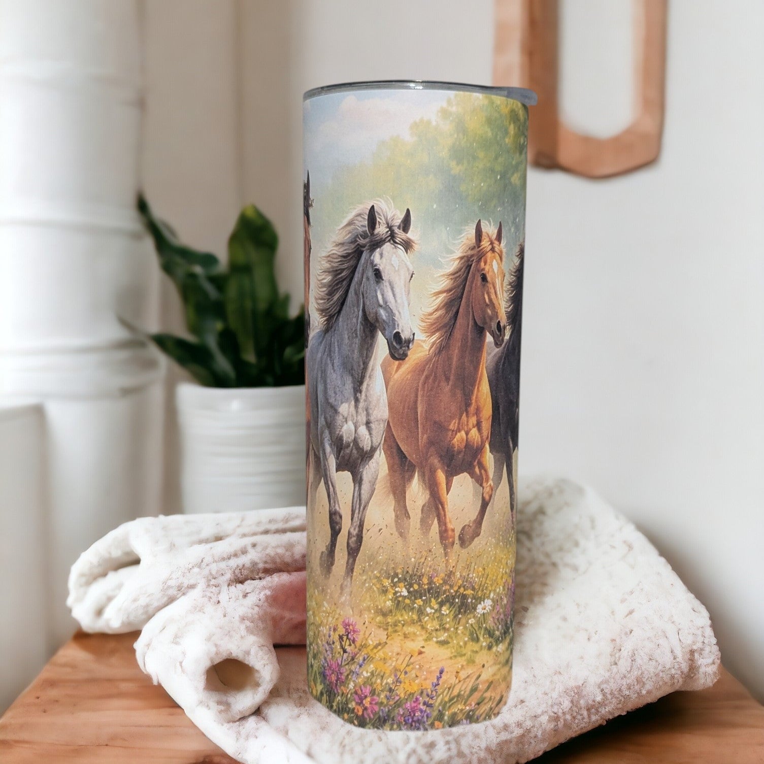 Wild Horses Tumbler 20oz With Reusable Straw, Can Be Personalized