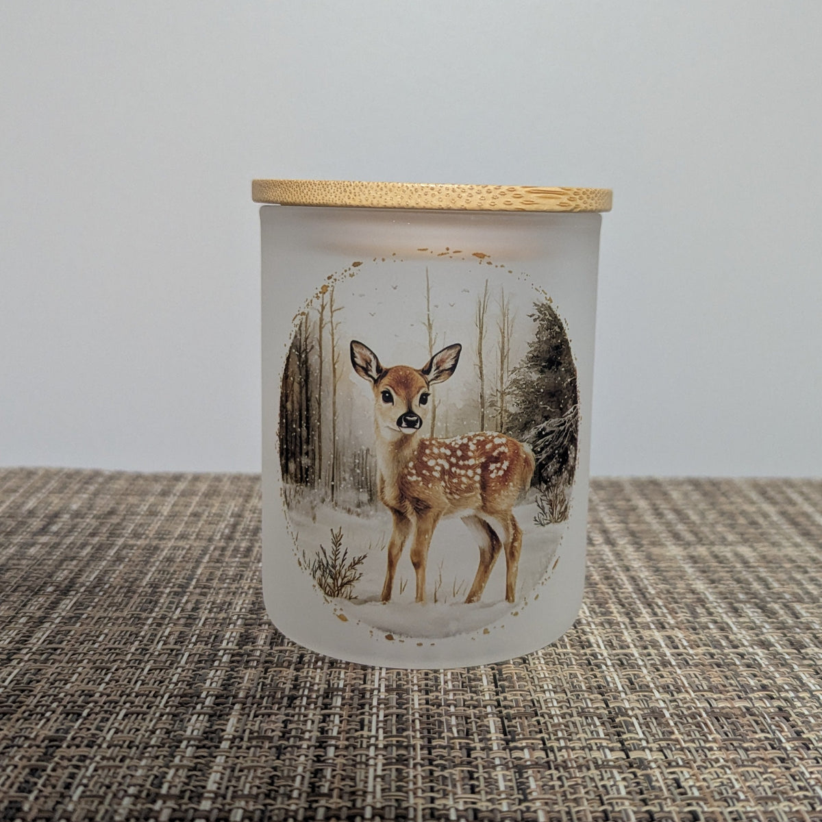 Winter Deer Candle Holder With A Battery Operated Flickering Tea Light