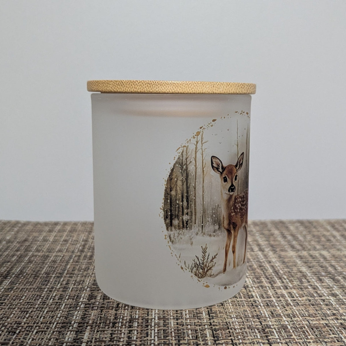 Winter Deer Candle Holder With A Battery Operated Flickering Tea Light