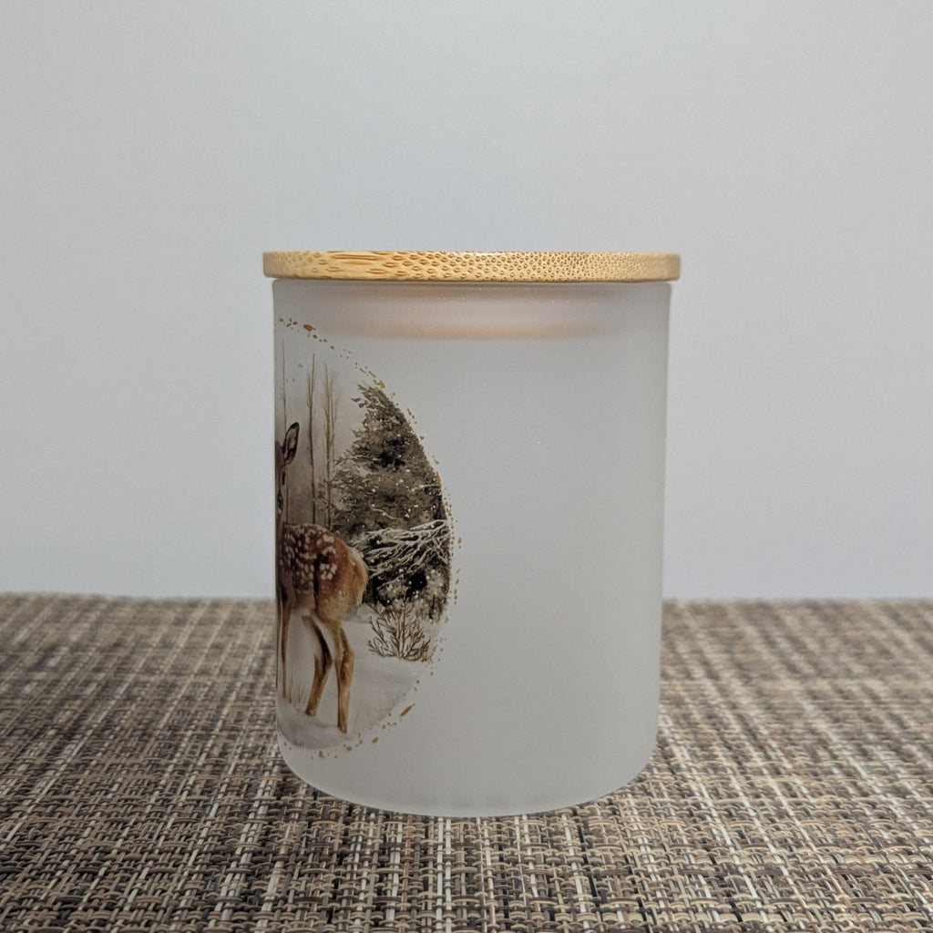 Winter Deer Candle Holder With A Battery Operated Flickering Tea Light