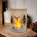 Winter Deer Candle Holder With A Battery Operated Flickering Tea Light