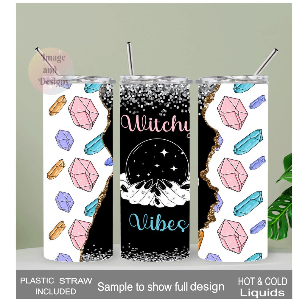 Witchy Vibes Tumbler 20oz With Reusable Straw, Can Be Personalized