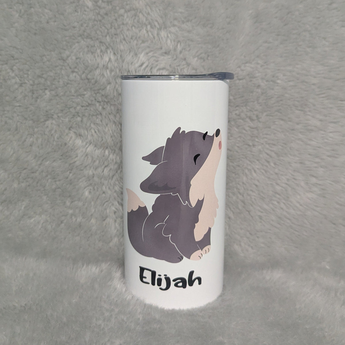 Kids Wolf Tumbler 15oz With Reusable Straw, Can Be Personalized