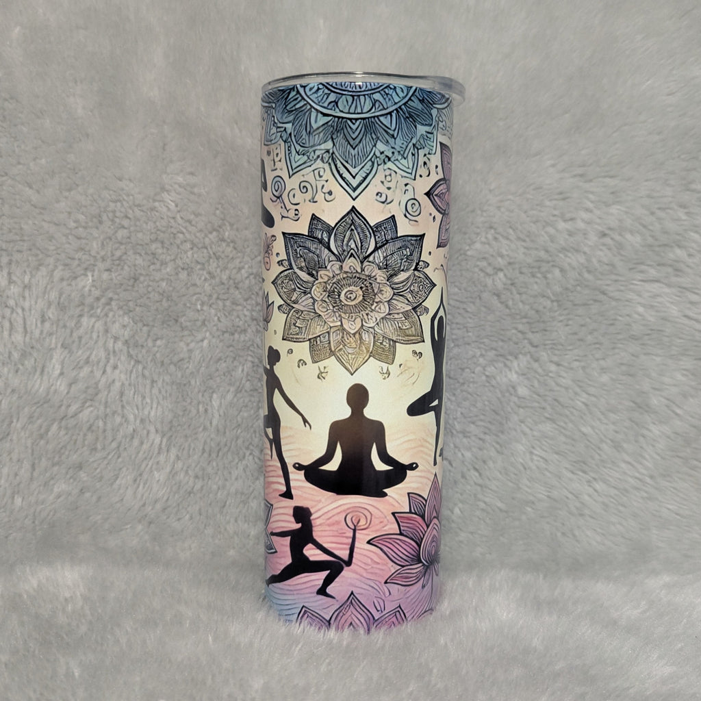 Yoga and Zen Inspired Tumbler 20oz With Reusable Straw, Can Be Personalized
