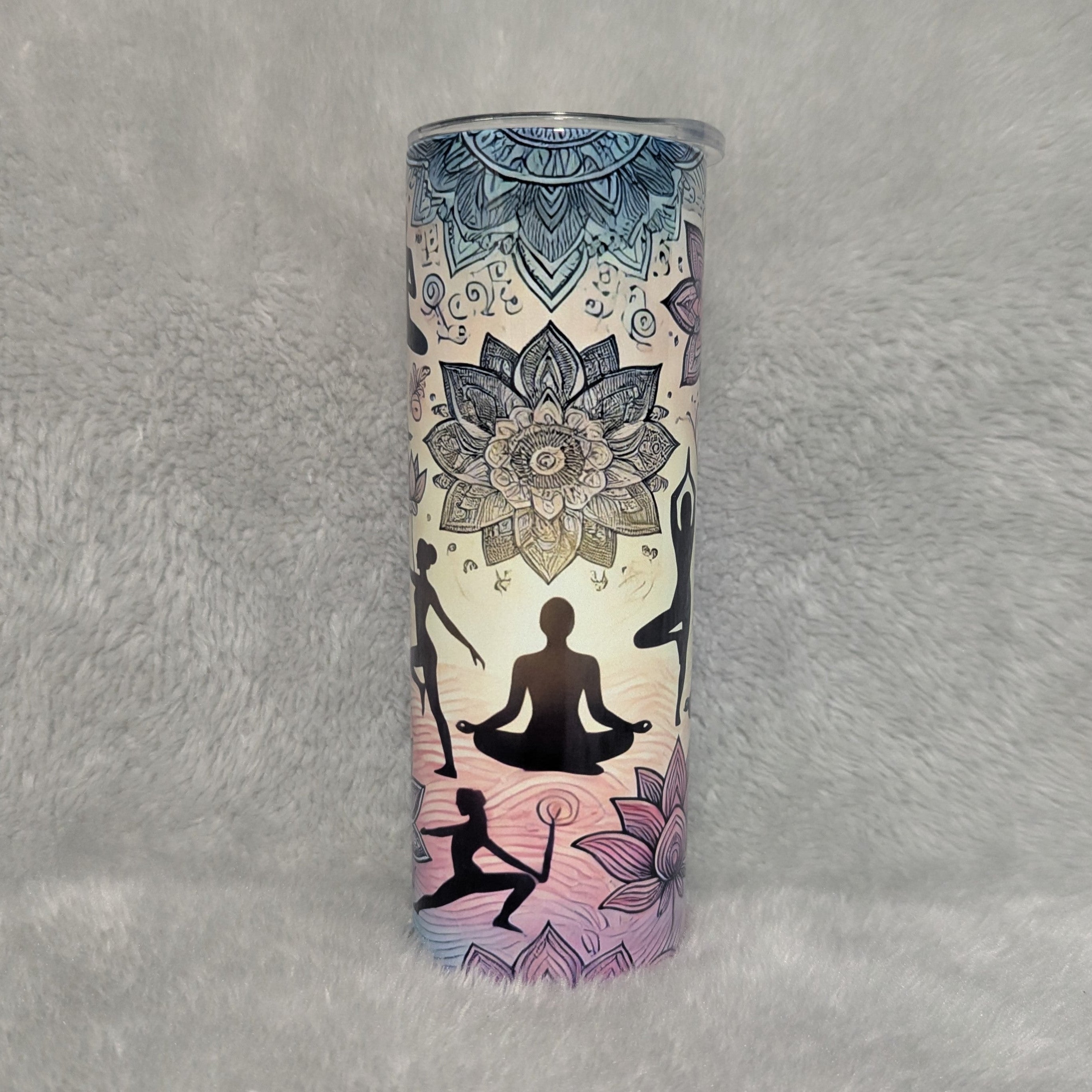 Yoga and Zen Inspired Tumbler 20oz With Reusable Straw, Can Be Personalized