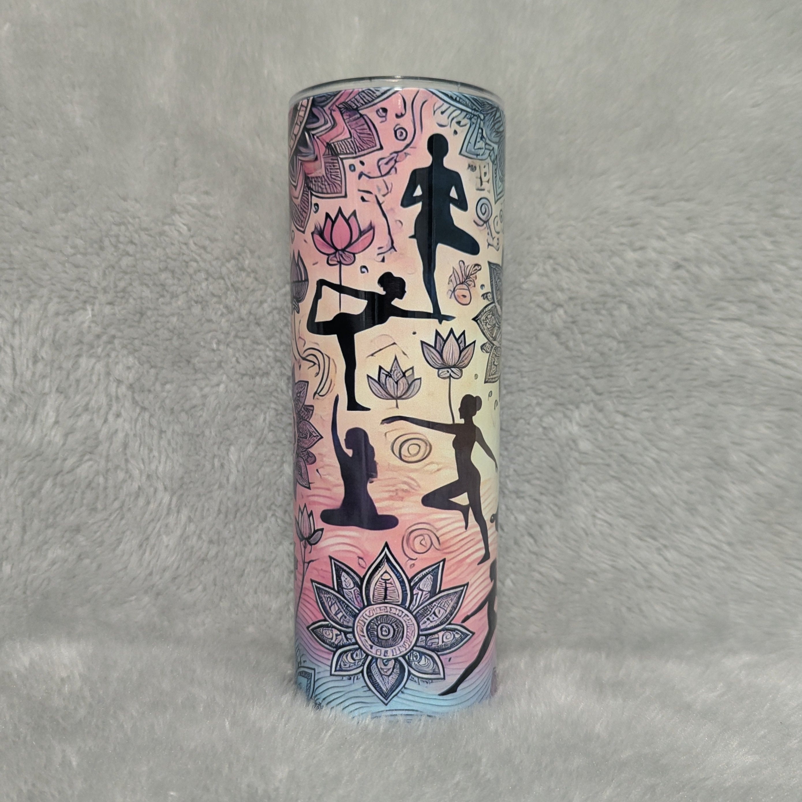 Yoga and Zen Inspired Tumbler 20oz With Reusable Straw, Can Be Personalized