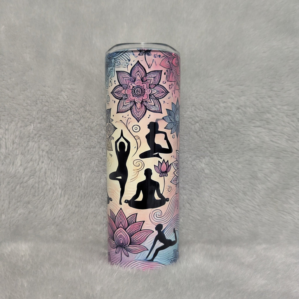 Yoga and Zen Inspired Tumbler 20oz With Reusable Straw, Can Be Personalized