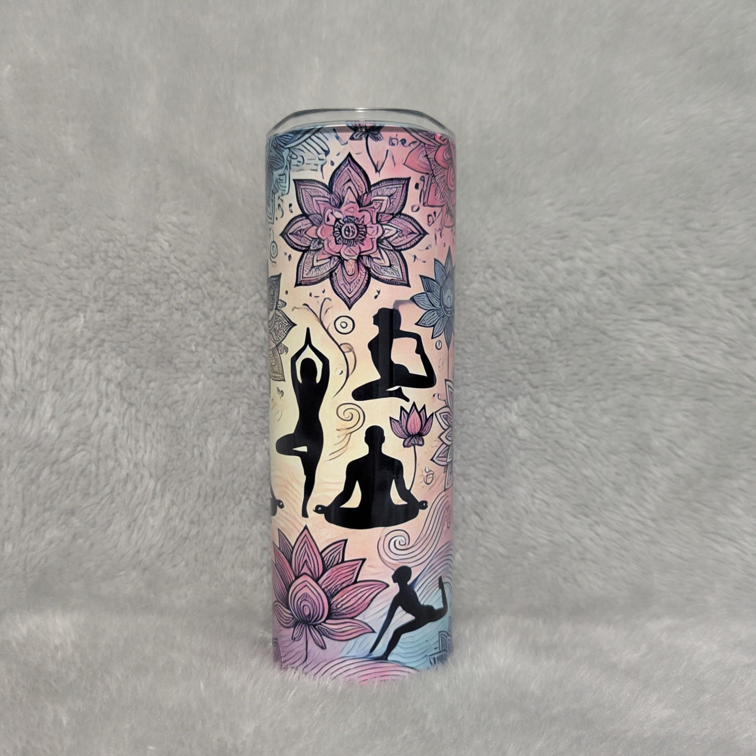 Yoga and Zen Inspired Tumbler 20oz With Reusable Straw, Can Be Personalized