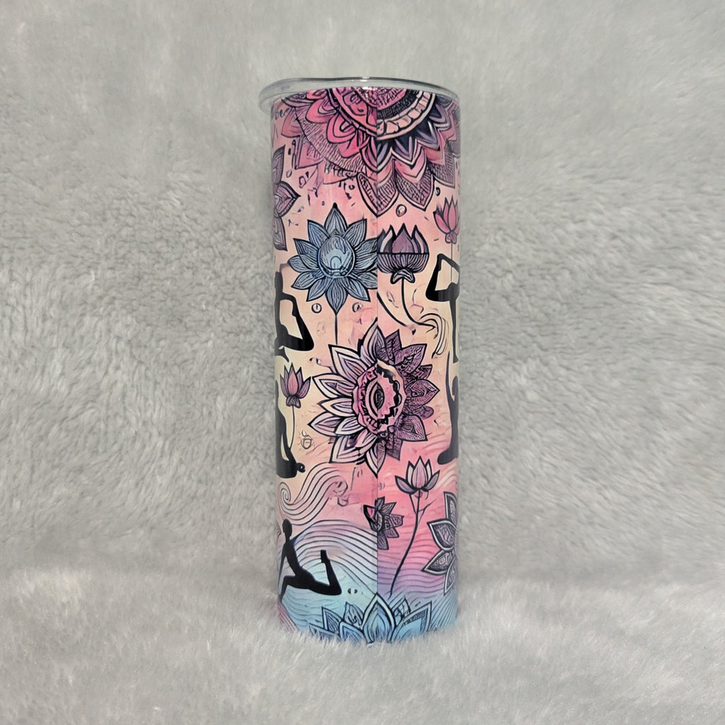 Yoga and Zen Inspired Tumbler 20oz With Reusable Straw, Can Be Personalized