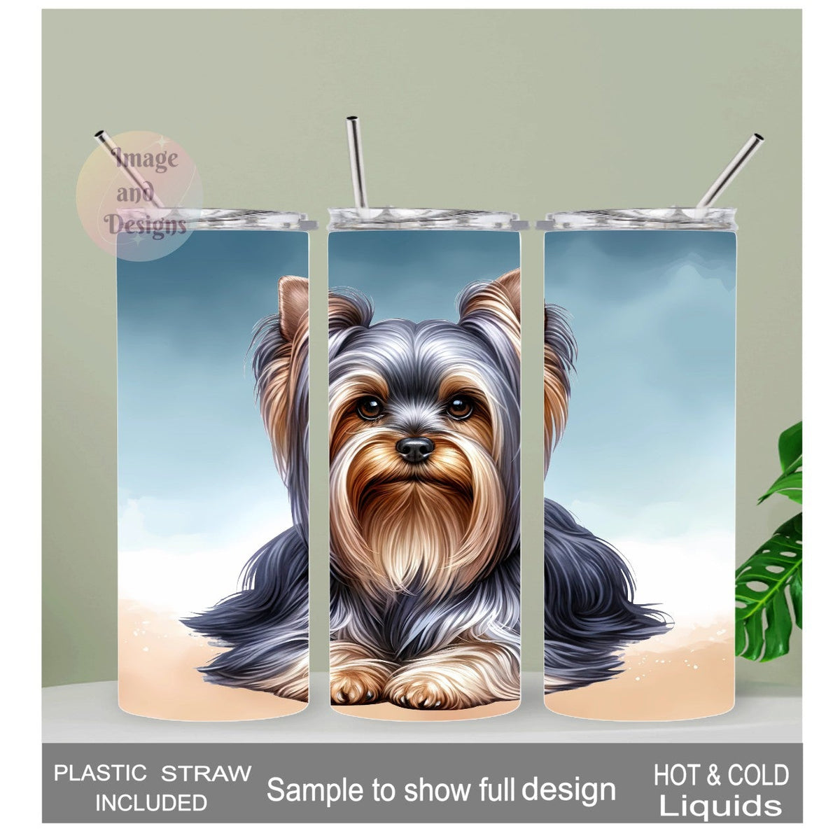 Yorkshire Terrier Tumbler 20oz With Reusable Straw, Can Be Personalized