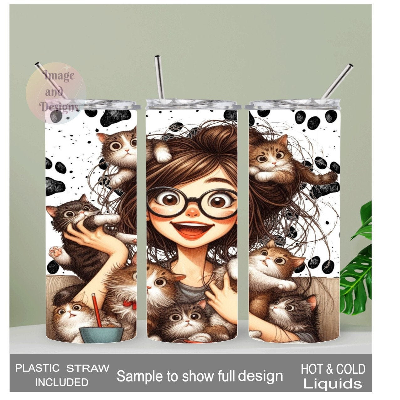 Crazy Cat Lady Tumbler 20oz With Reusable Straw, Can Be Personalized