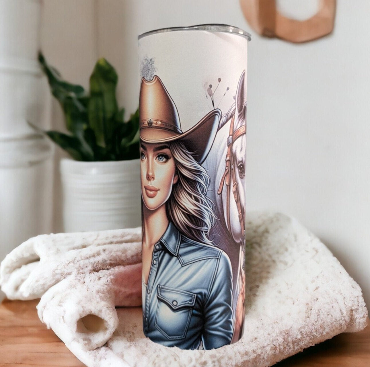 Cowgirl Tumbler 20oz With Reusable Straw, Can Be Personalized
