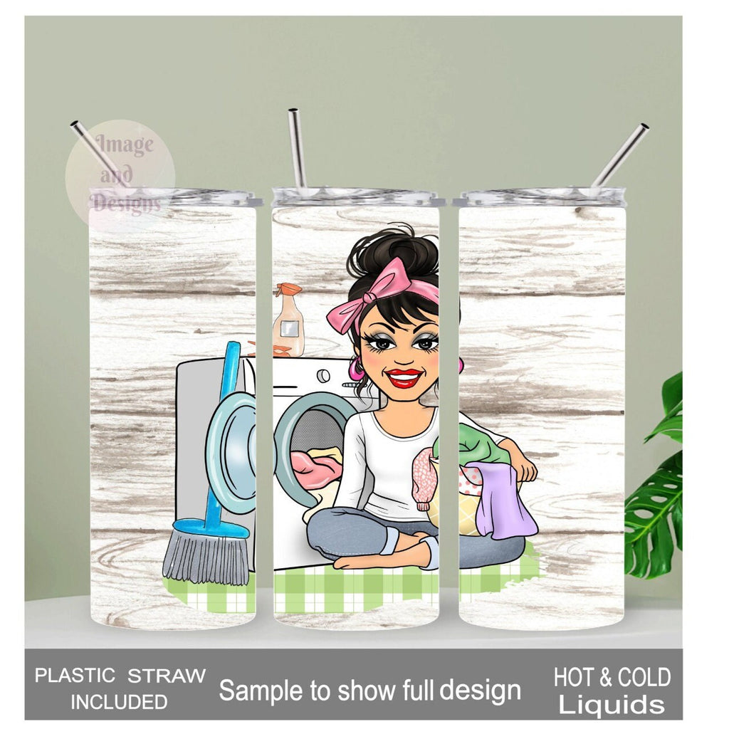 Laundry Girl Tumbler 20oz With Reusable Straw, Can Be Personalized