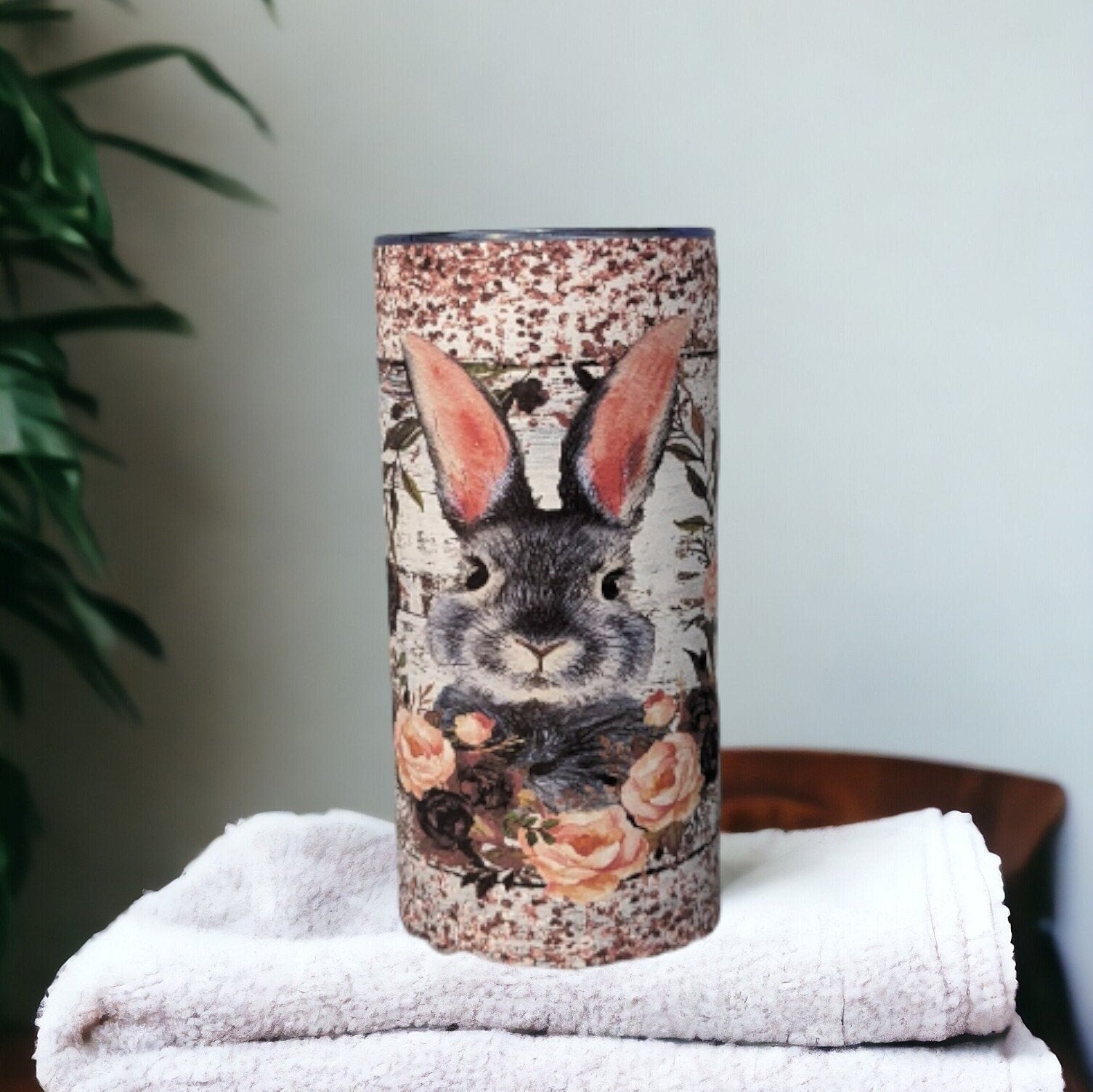Kids Bunny Tumbler 15oz With Reusable Straw, Can Be Personalized