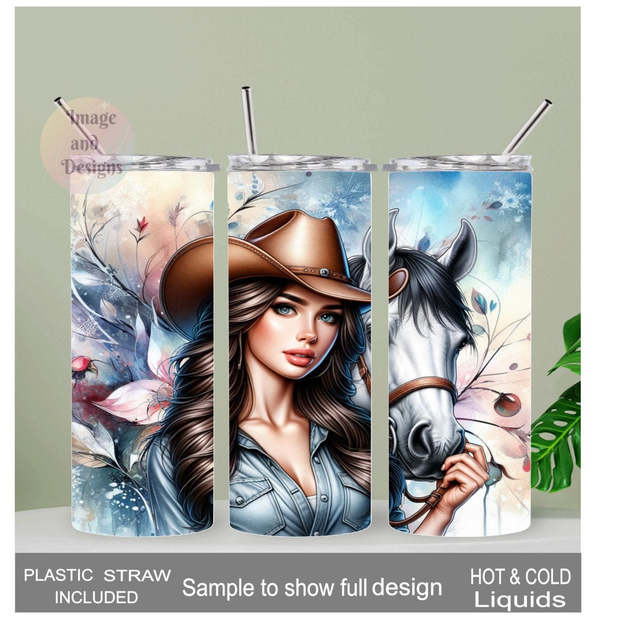 Cowgirl Tumbler 20oz With Reusable Straw, Can Be Personalized