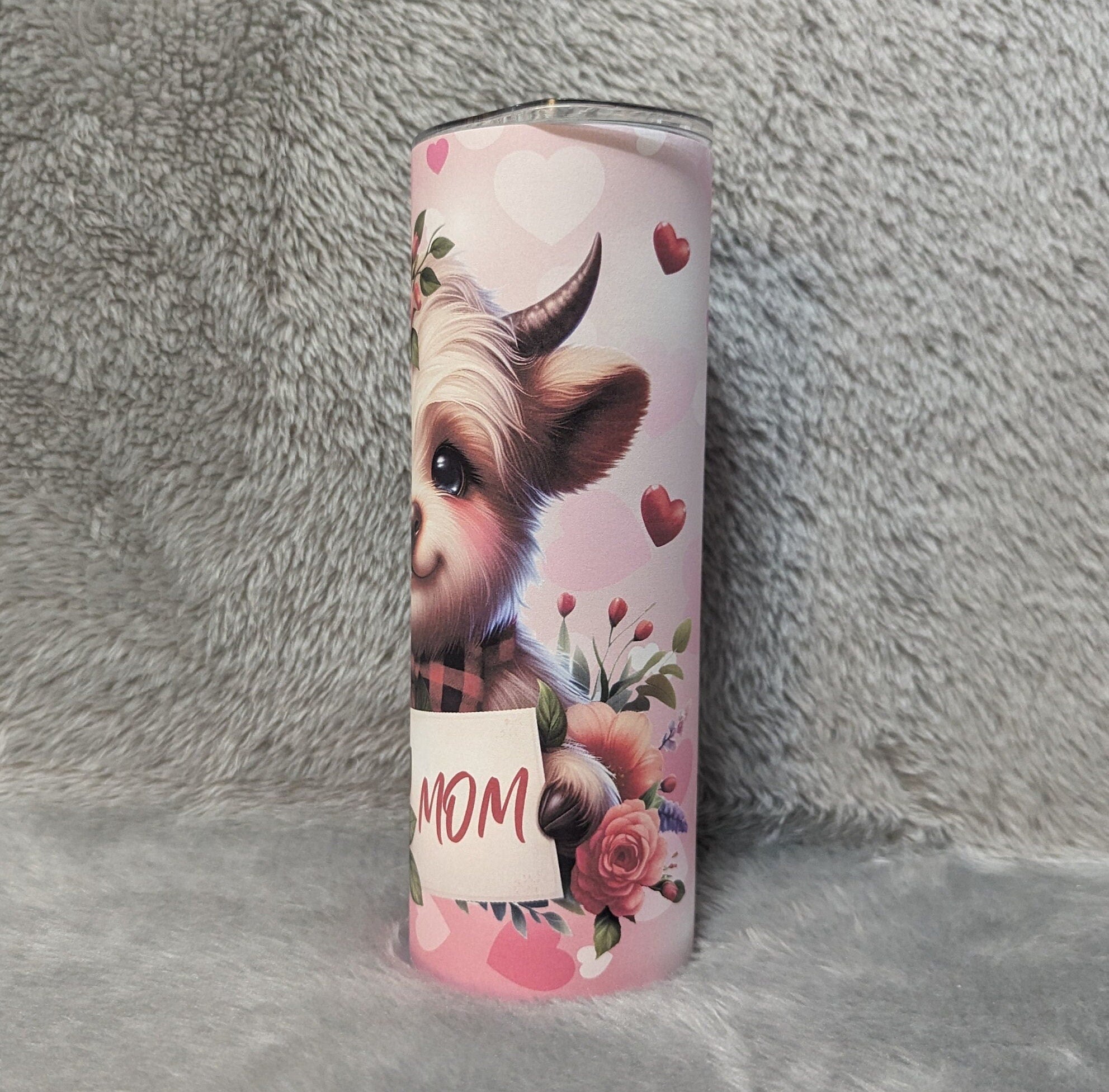 Mom Highland Cow Tumbler 20oz With Reusable Straw, Can Be Personalized