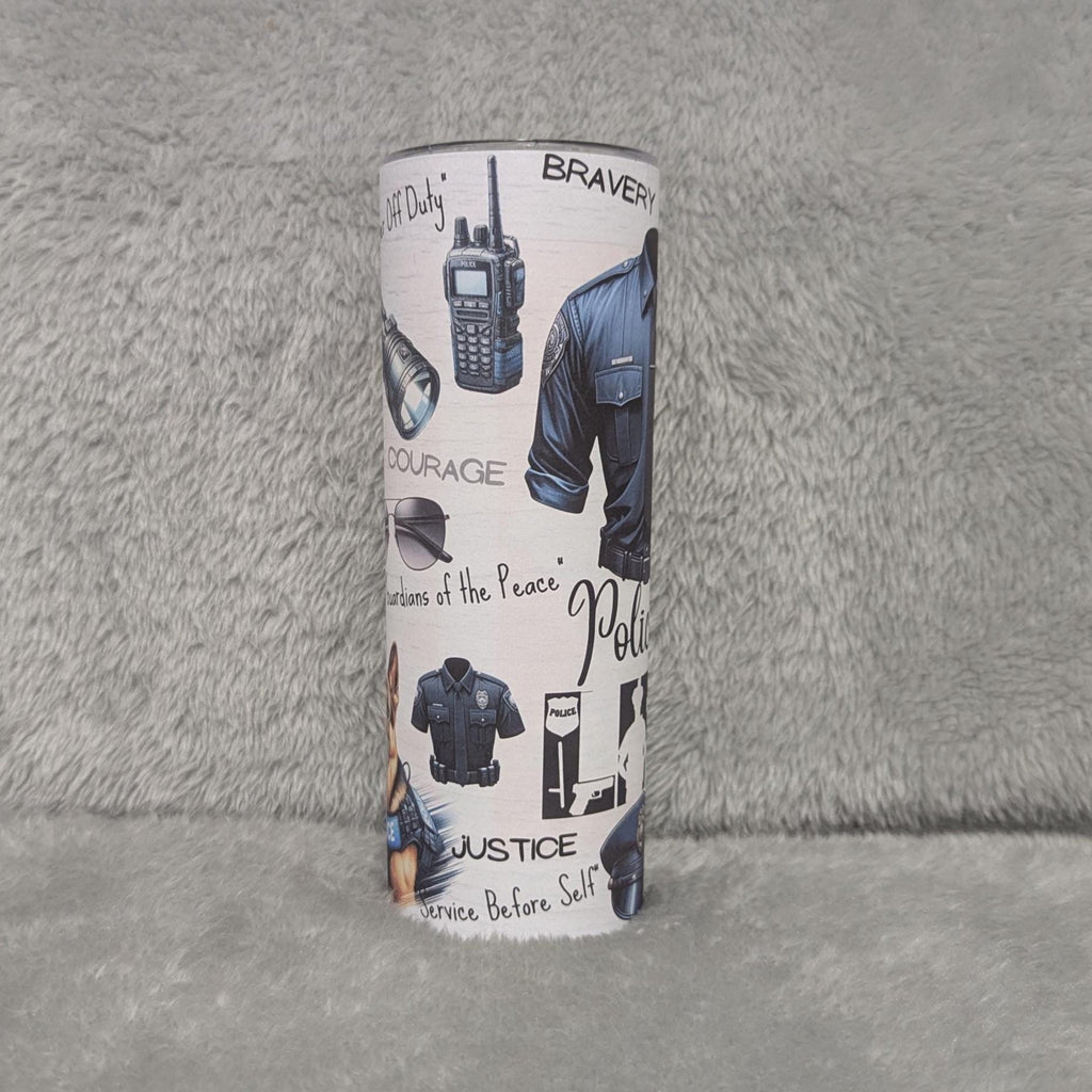 Police Life Tumbler 20oz With Reusable Straw