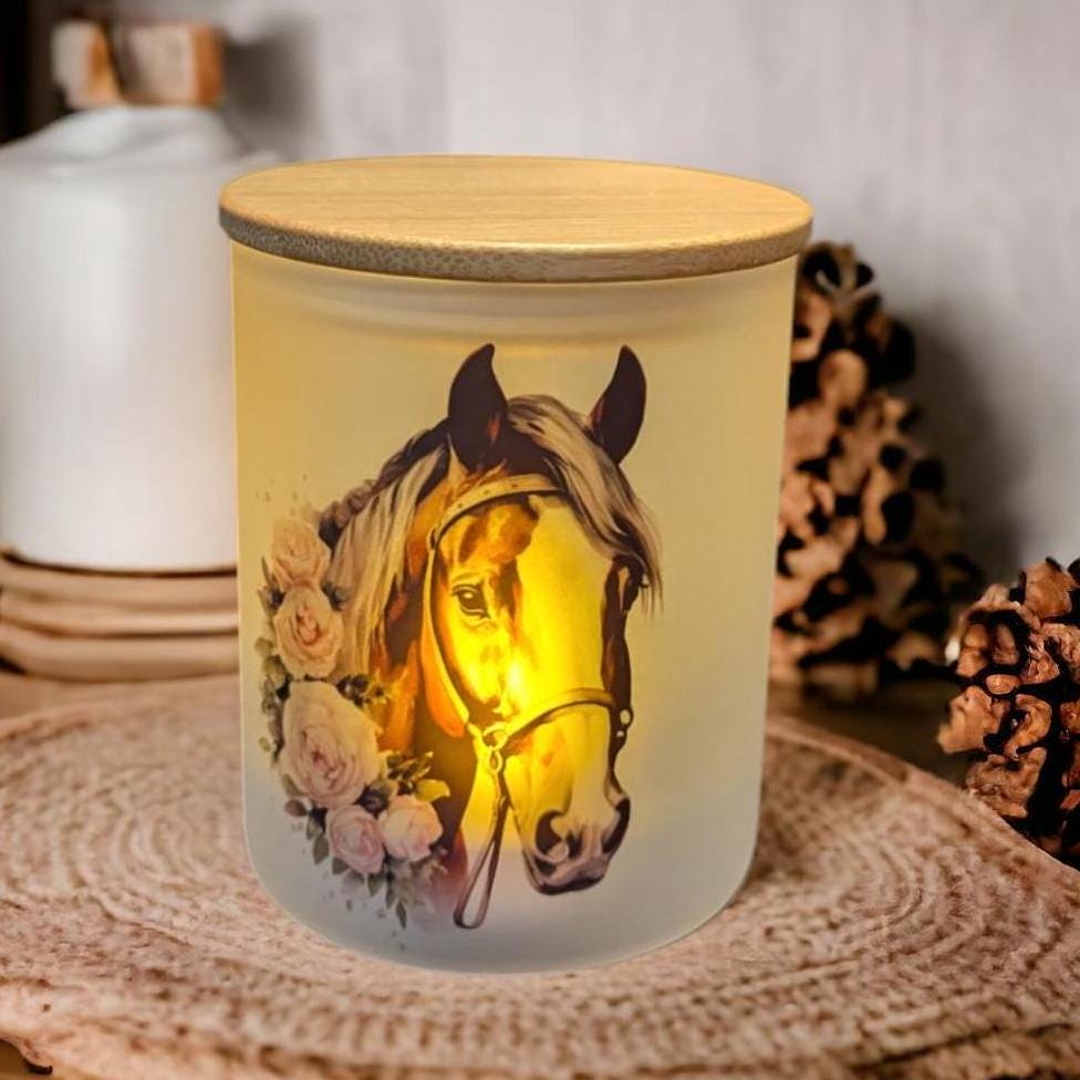 Horse Candle Holder With A Battery Operated Flickering Tea Light