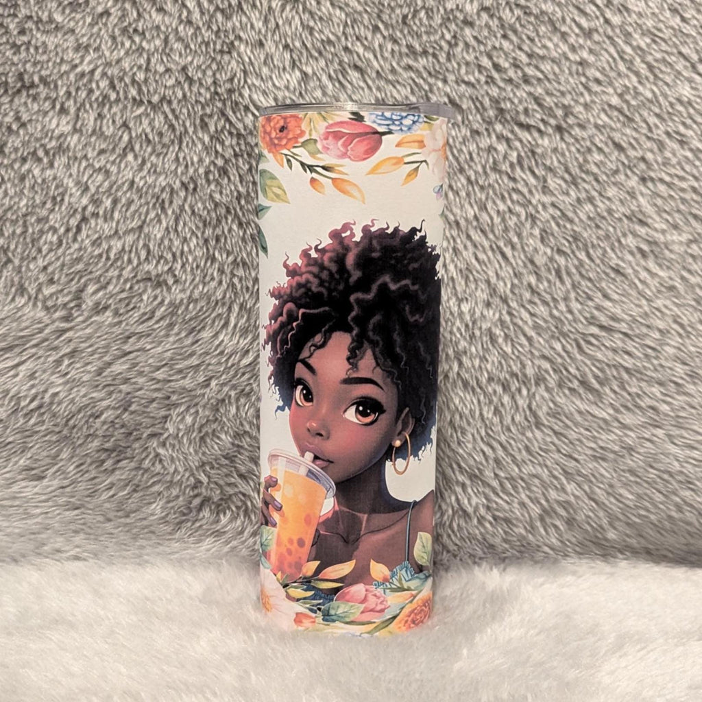 Summer Girl Tumbler 20oz With Reusable Straw, Can Be Personalized