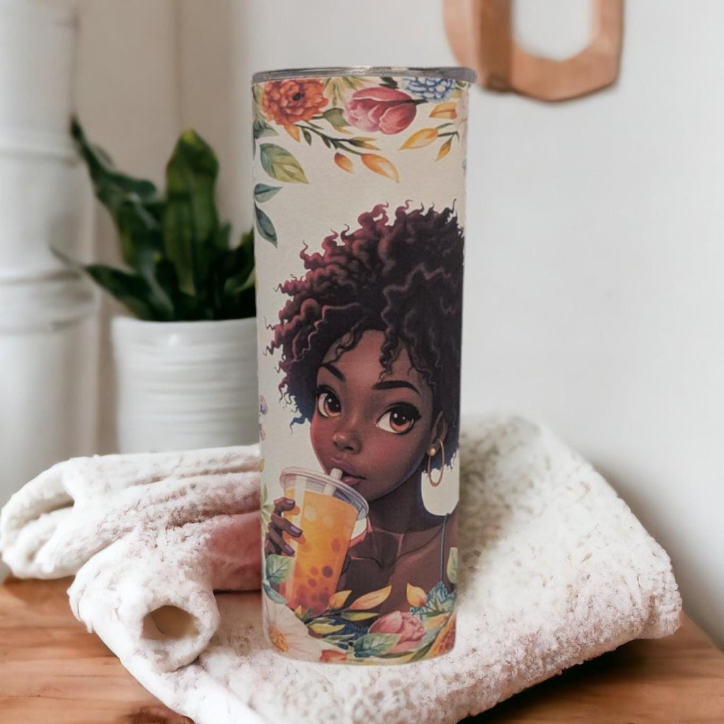Summer Girl Tumbler 20oz With Reusable Straw, Can Be Personalized