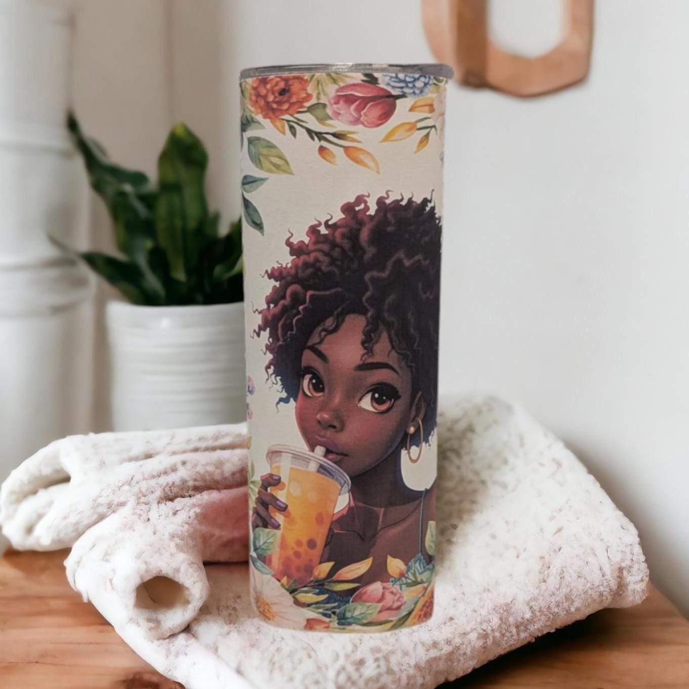 Summer Girl Tumbler 20oz With Reusable Straw, Can Be Personalized