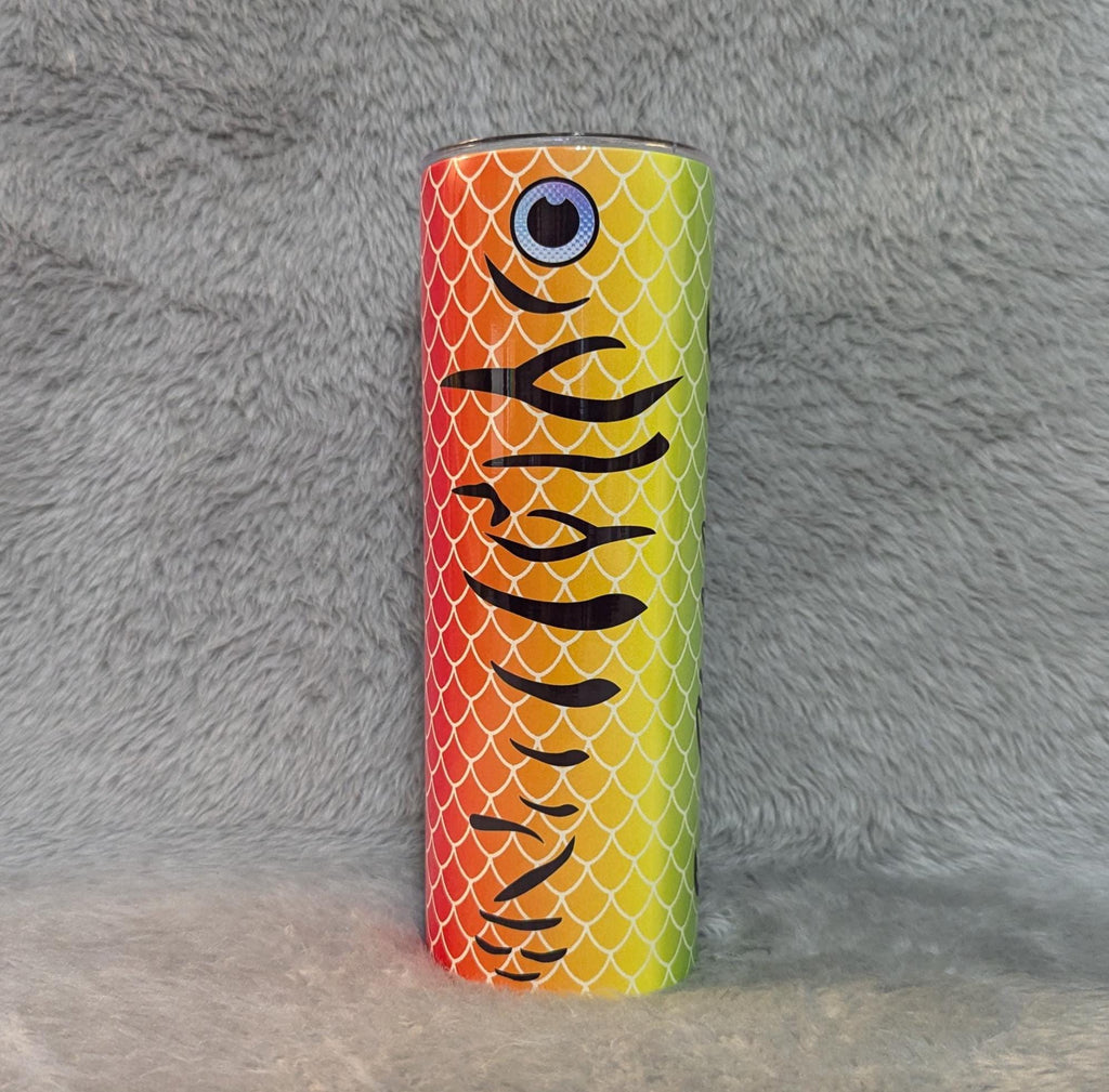 Fishing Lure Tumbler 20oz With Reusable Straw, Can Be Personalized