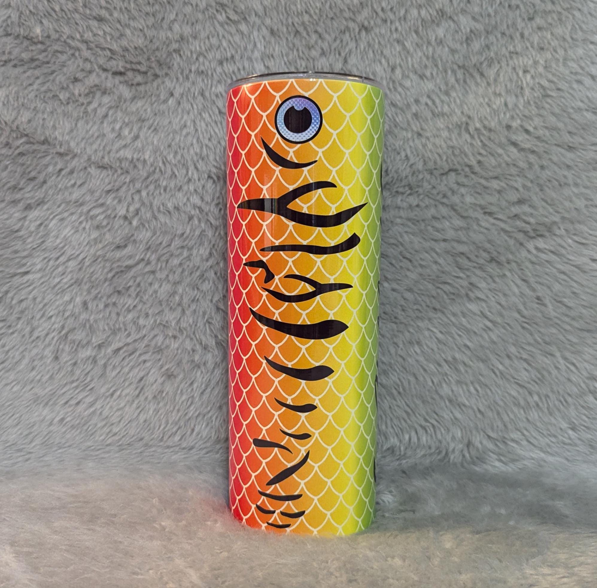 Fishing Lure Tumbler 20oz With Reusable Straw, Can Be Personalized