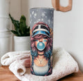 Sunflower Bubble Gum Girl Tumbler 20oz With Reusable Straw, Can Be Personalized