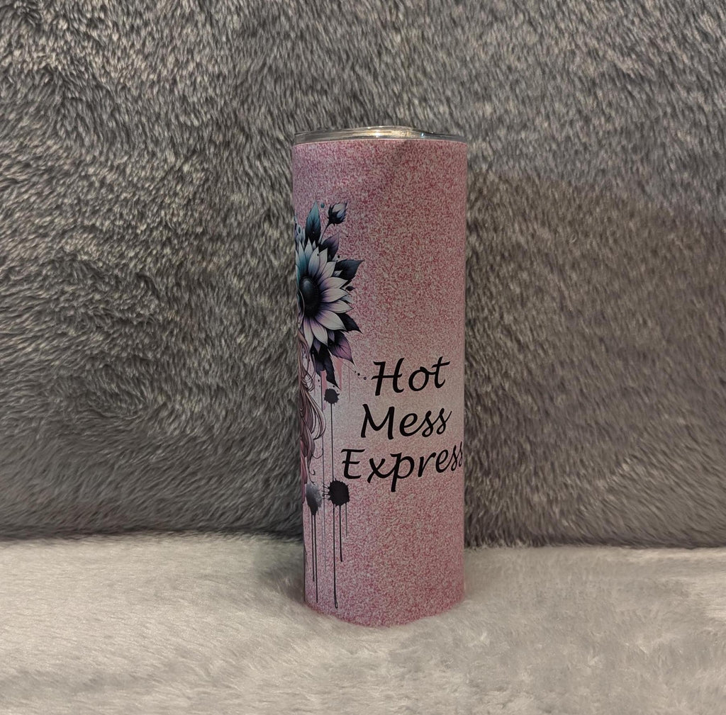 Hot Mess Girl Tumbler 20oz With Reusable Straw, Can Be Personalized