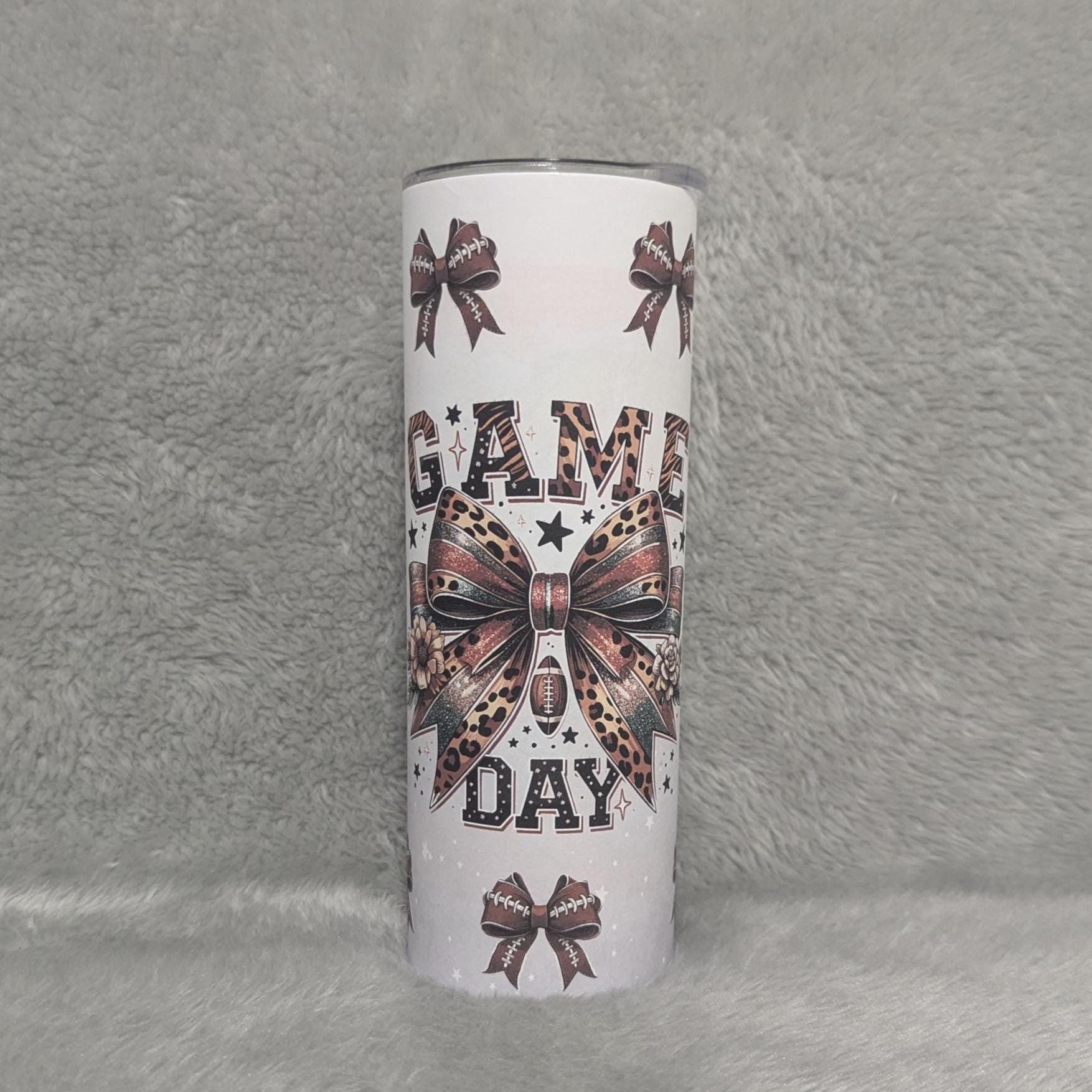 Football Game Day Tumbler 20oz With Reusable Straw