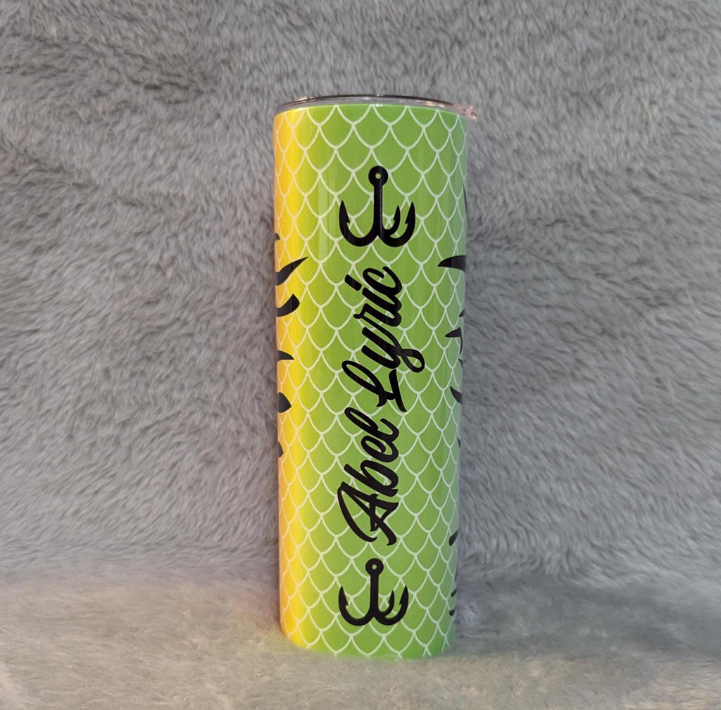 Fishing Lure Tumbler 20oz With Reusable Straw, Can Be Personalized