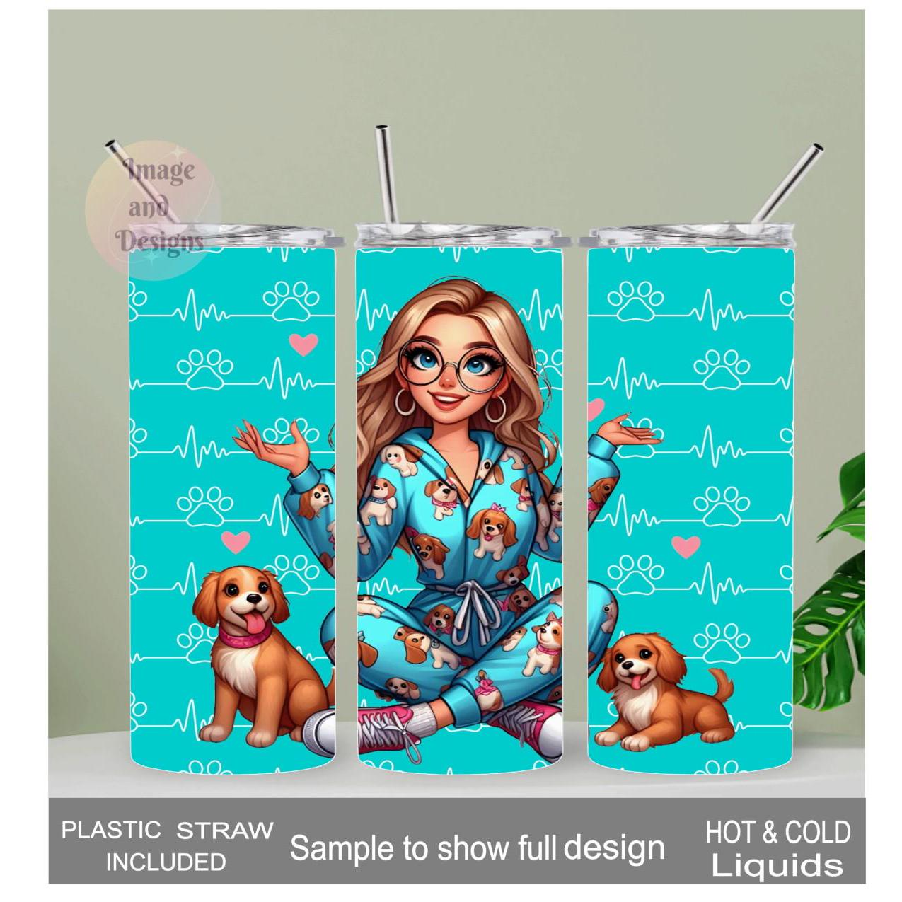 Dog Mom Tumbler 20oz With Reusable Straw, Can Be Personalized