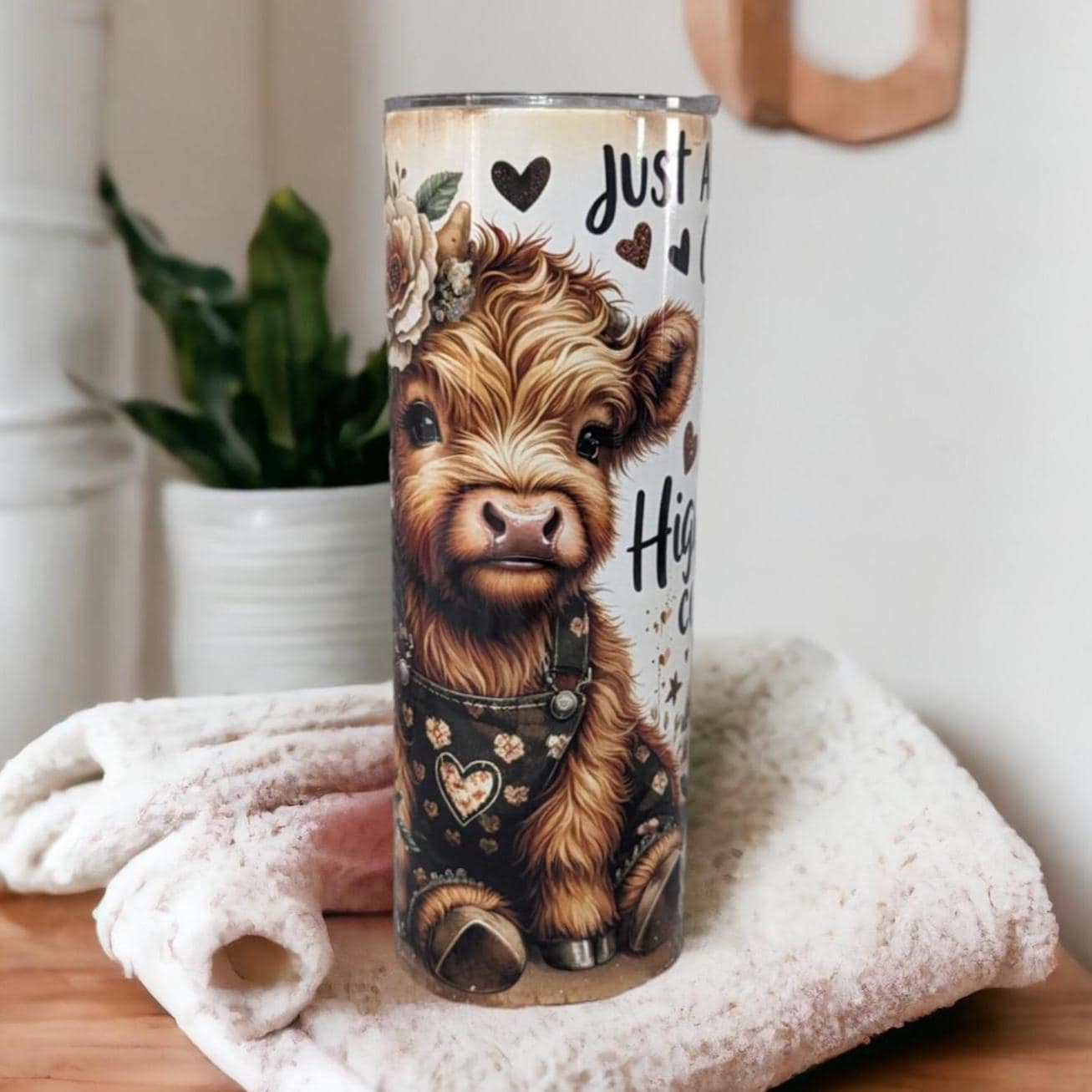 Just A Girl Who Loves Highland Cows Tumbler 20oz With Reusable Straw, Can Be Personalized