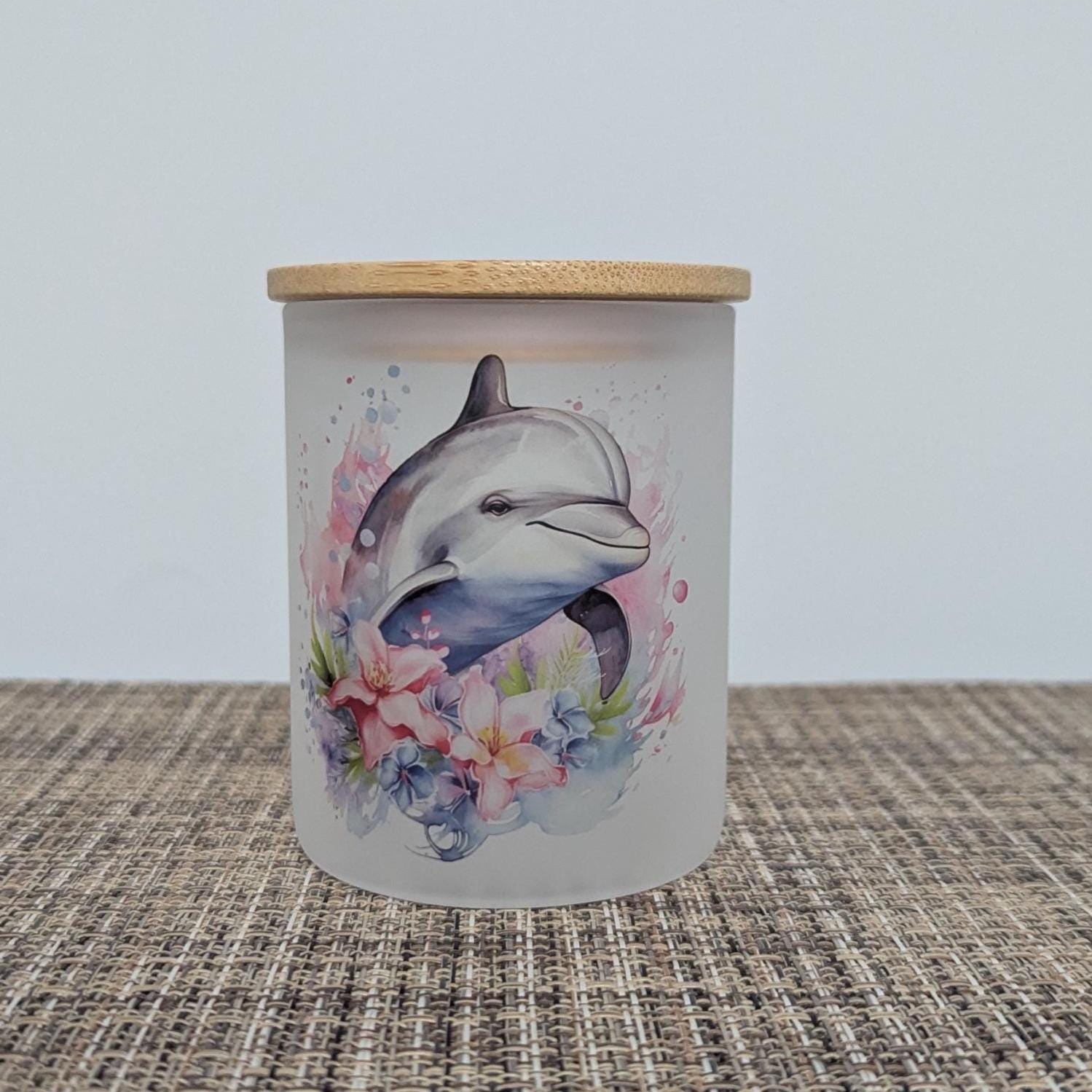 Floral dolphin Candle Holder With A Battery Operated Flickering Tea Light