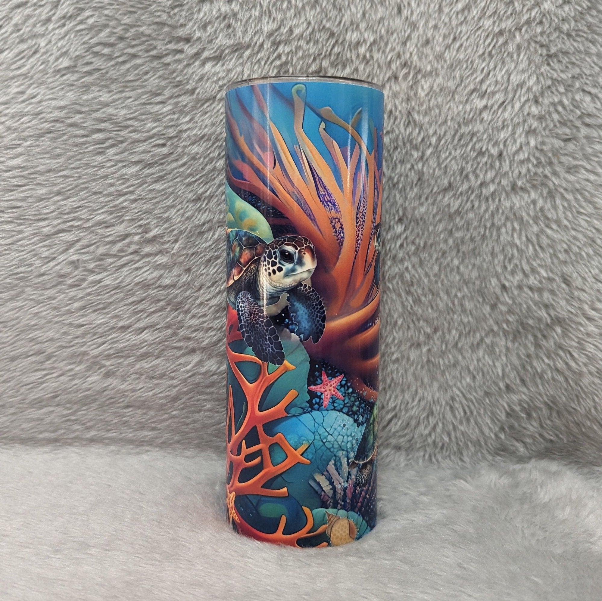 Sea Turtle Tumbler 20oz With Reusable Straw, Can Be Personalized
