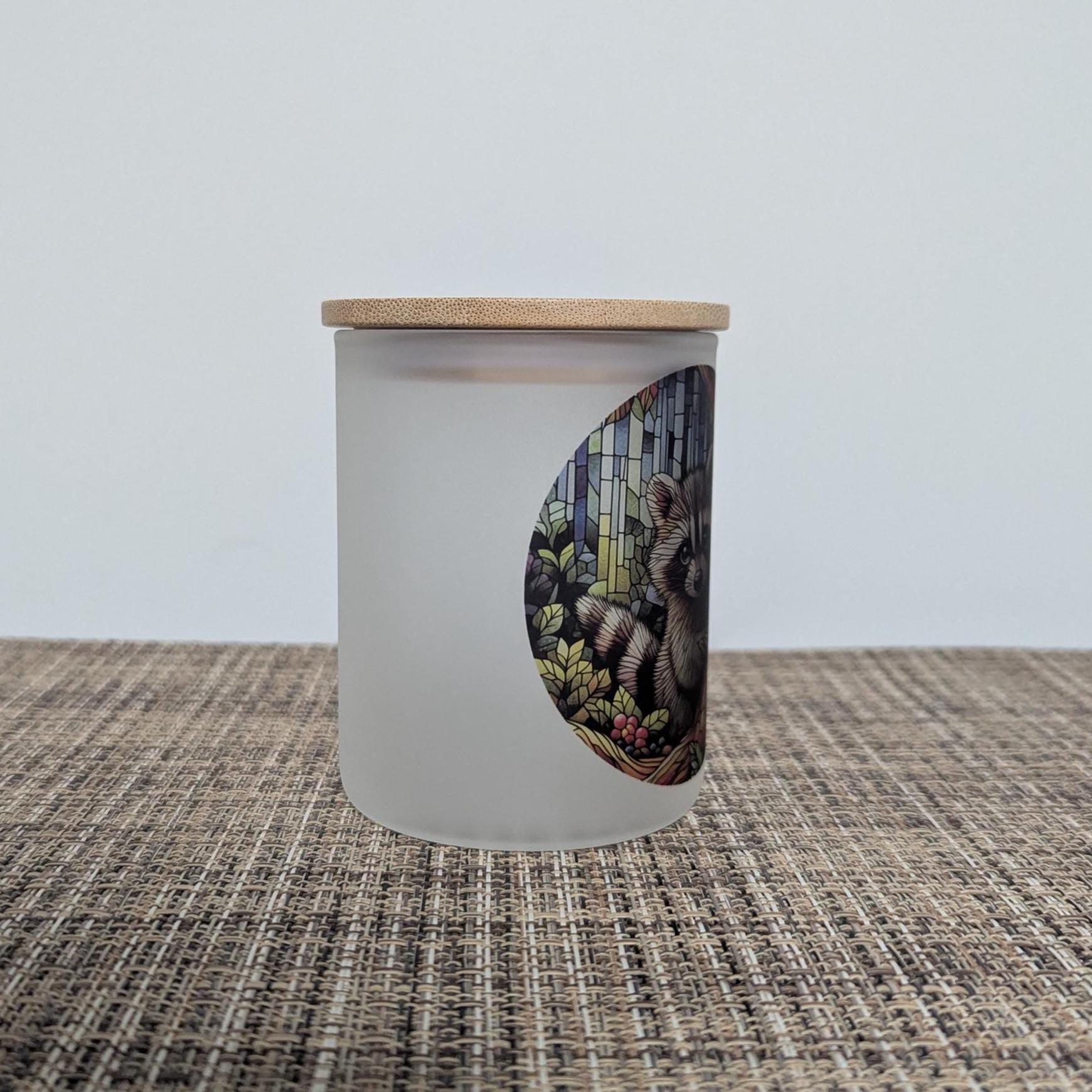 Cute Raccoon Candle Holder With A Battery Operated Flickering Tea Light